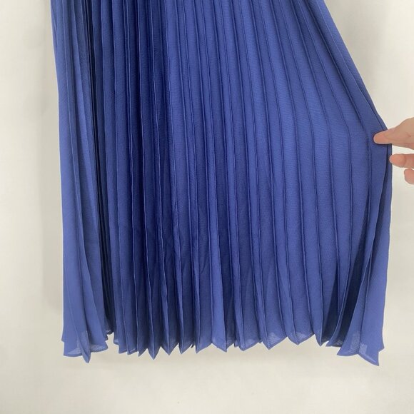 Sezane Size 38 / US 6 Robe Matilda Pleated Open Back Mini Dress Elect Blue NWT - Picture 10 of 16